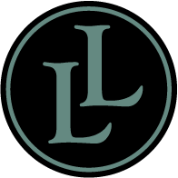 Learning Leathercraft Logo - Two grey L's on a black background with a grey border